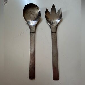 NAPIER VINTAGE SILVER ATE SALAD FORK AND SPOON SERVER